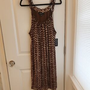 INC International Concepts Brown Patterned Midi Dress